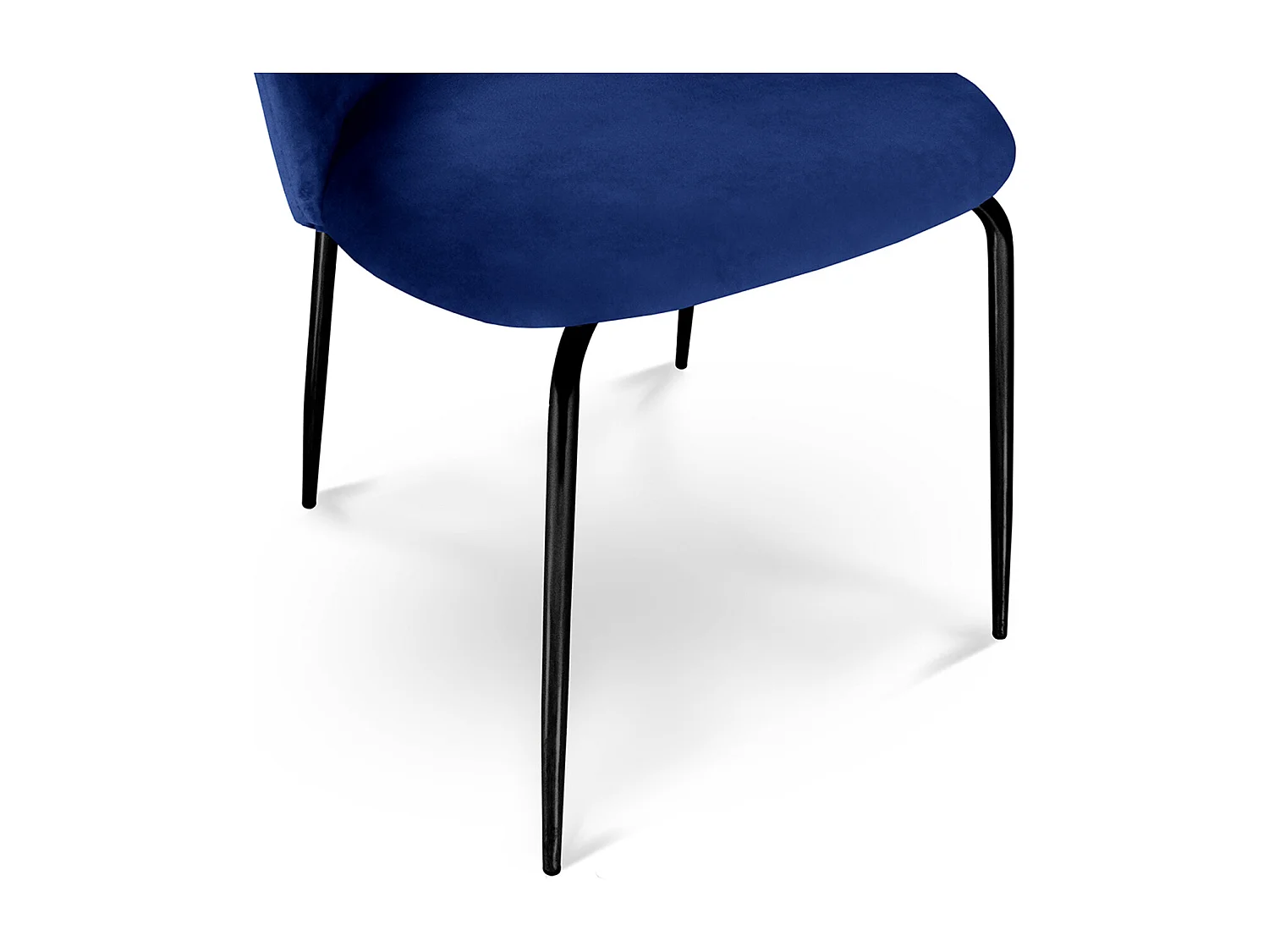 Sedia da pranzo imbottita in velluto blu piede metallo nero – Nicole (2 Pz)
