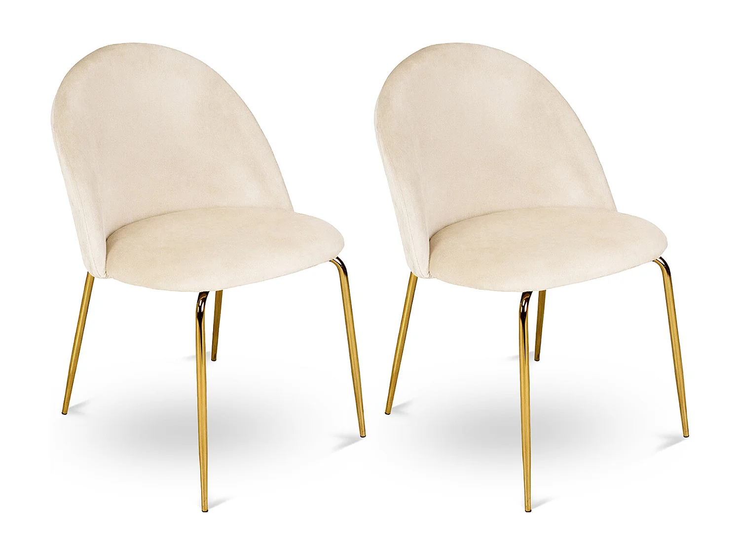 Sedia da pranzo imbottita in velluto beige piede metallo dorato - Nicole (2 Pz)