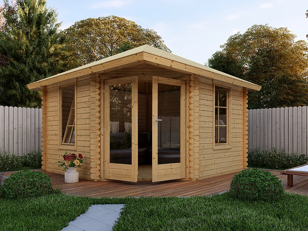 Studio de jardin d'angle en bois 16,73 m² - Epaisseur 40 mm - SEVEANA