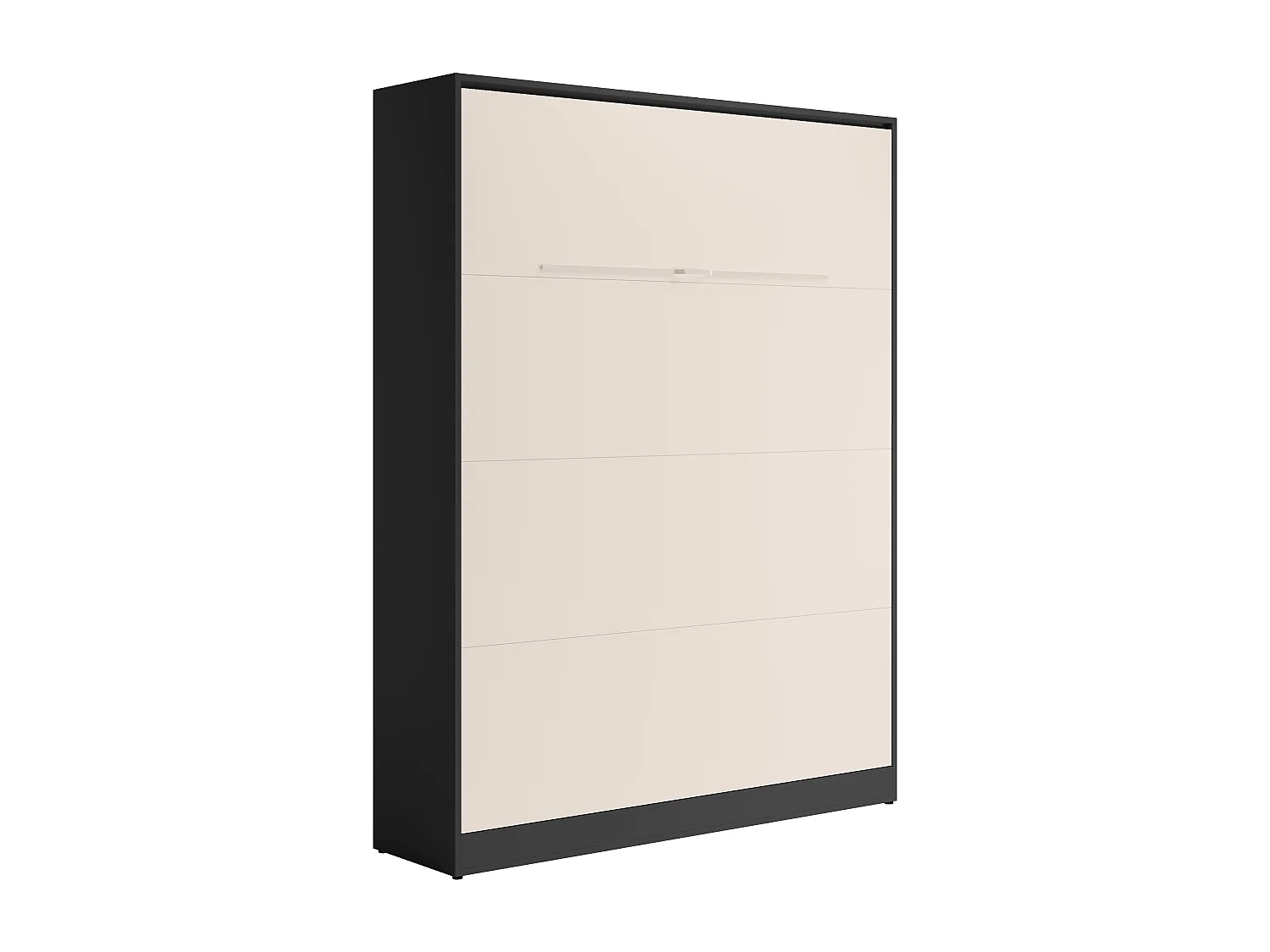 Lit escamotable 160 x 200 cm - Ouverture verticale manuelle - Avec LEDs – Noir et beige - RAPILI
