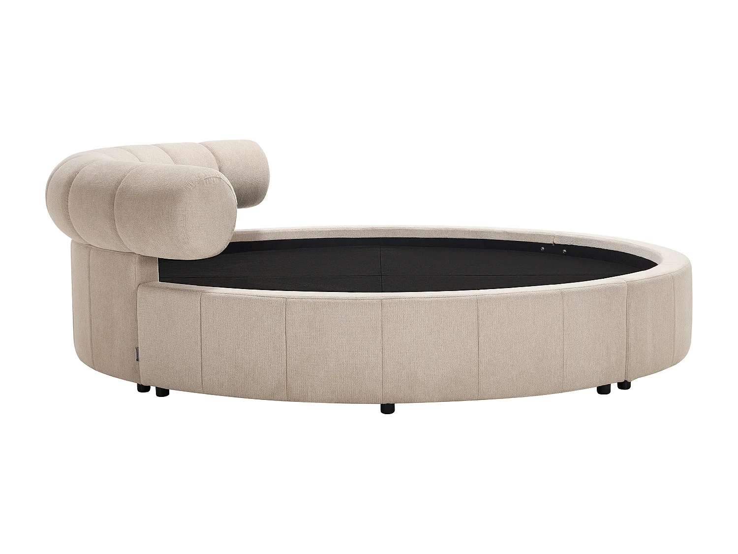 Lit rond 220 x 220 cm - Tissu texturé - Beige - ROGILA