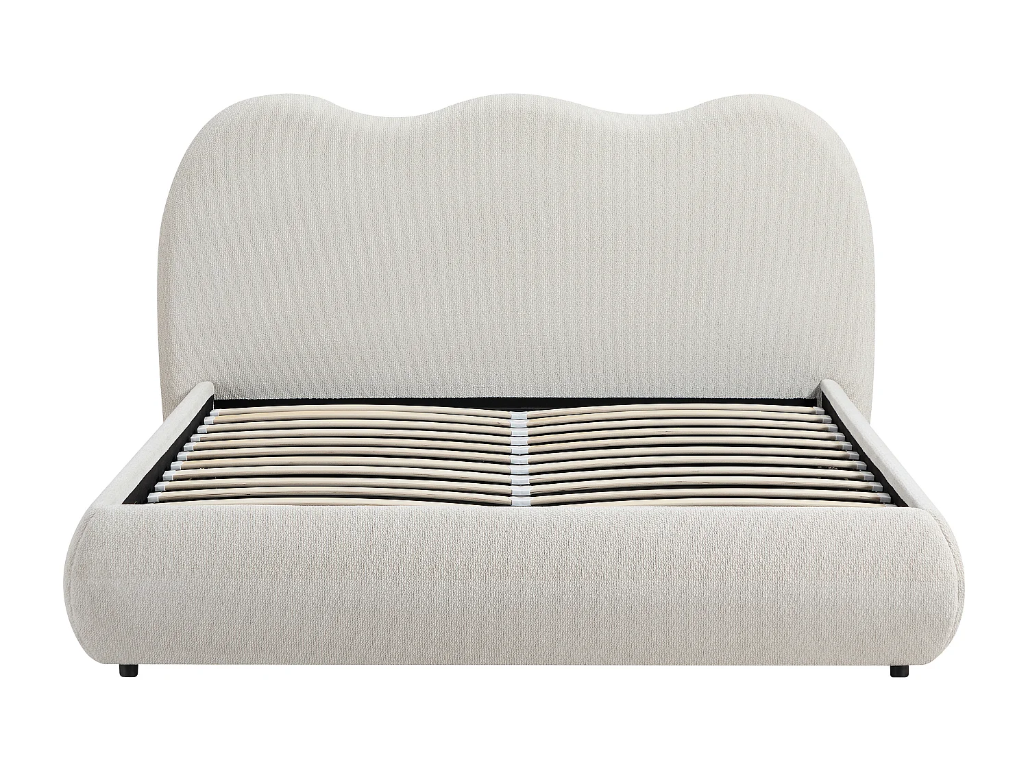 Lit coffre 180 x 200 cm – Tissu texturé – Beige + Matelas – OBALESA