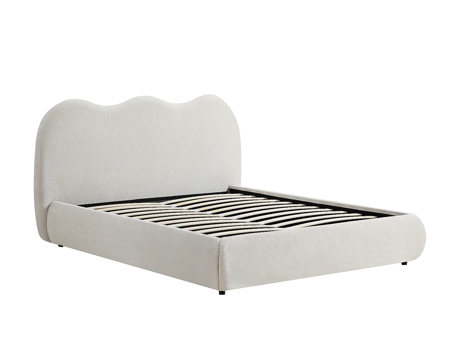 Lit coffre 180 x 200 cm – Tissu texturé – Beige + Matelas – OBALESA