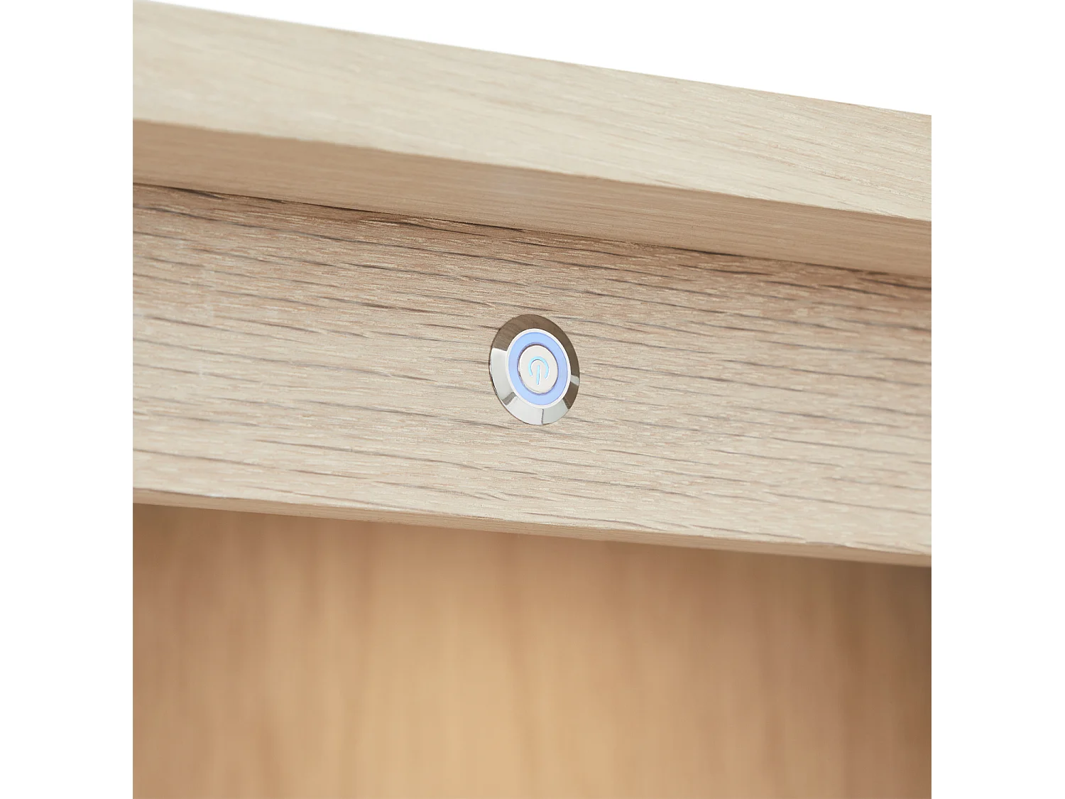 Highboard mit LED Beleuchtung mit 2 Glastüren Nyborg - Eichenfurnier & MDF - Eiche bianco