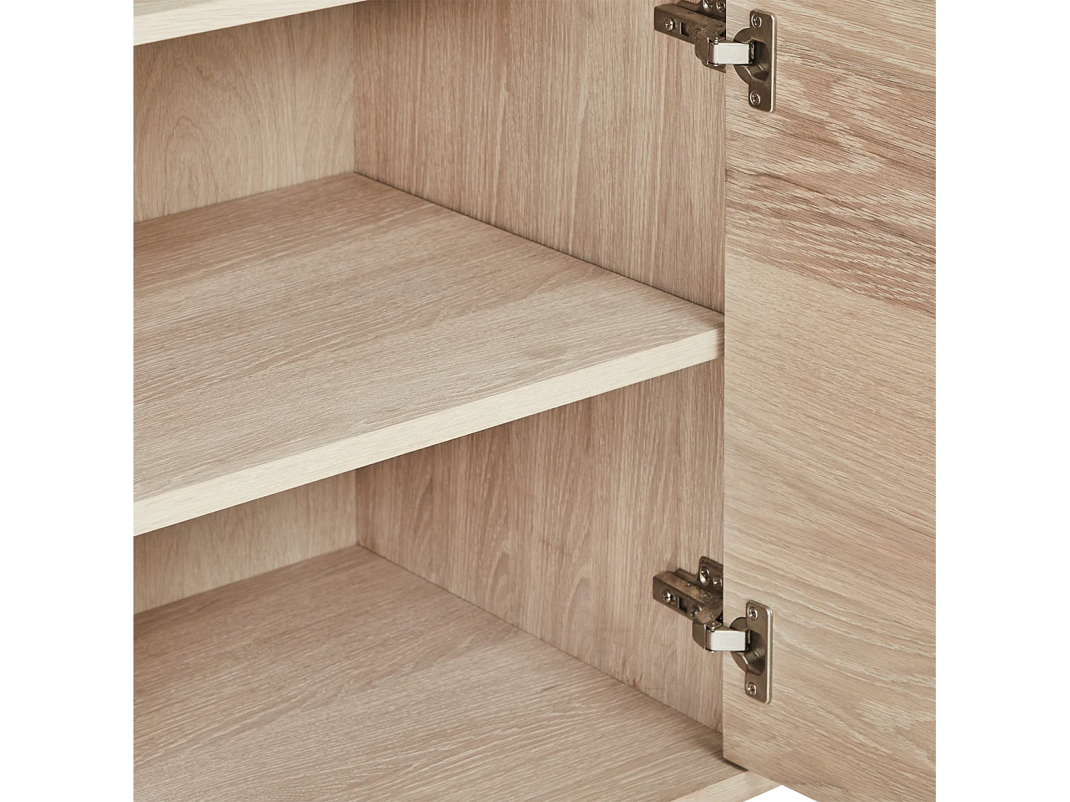 Highboard mit LED Beleuchtung mit 2 Glastüren Nyborg - Eichenfurnier & MDF - Eiche bianco