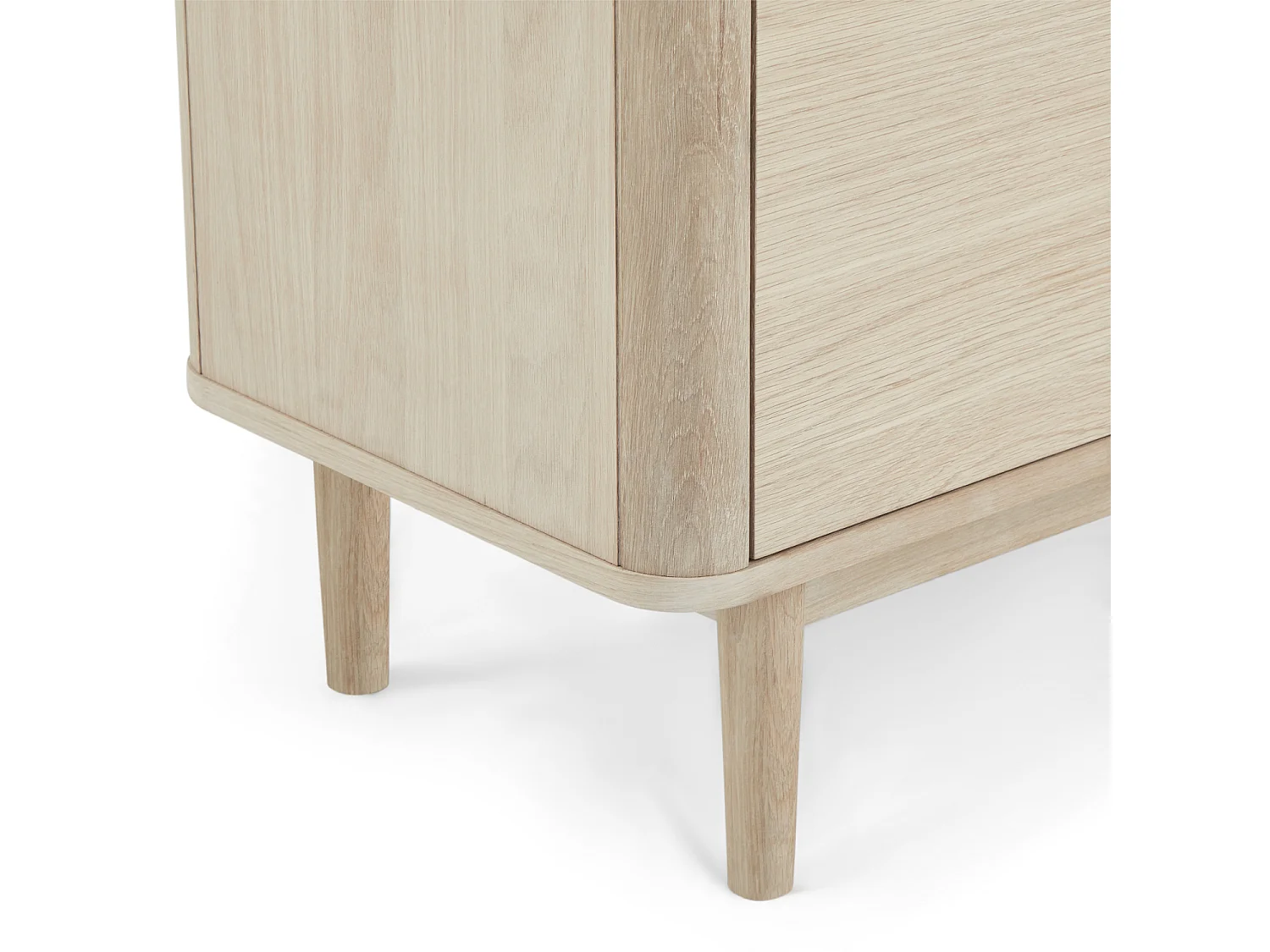 Highboard mit LED Beleuchtung mit 2 Glastüren Nyborg - Eichenfurnier & MDF - Eiche bianco