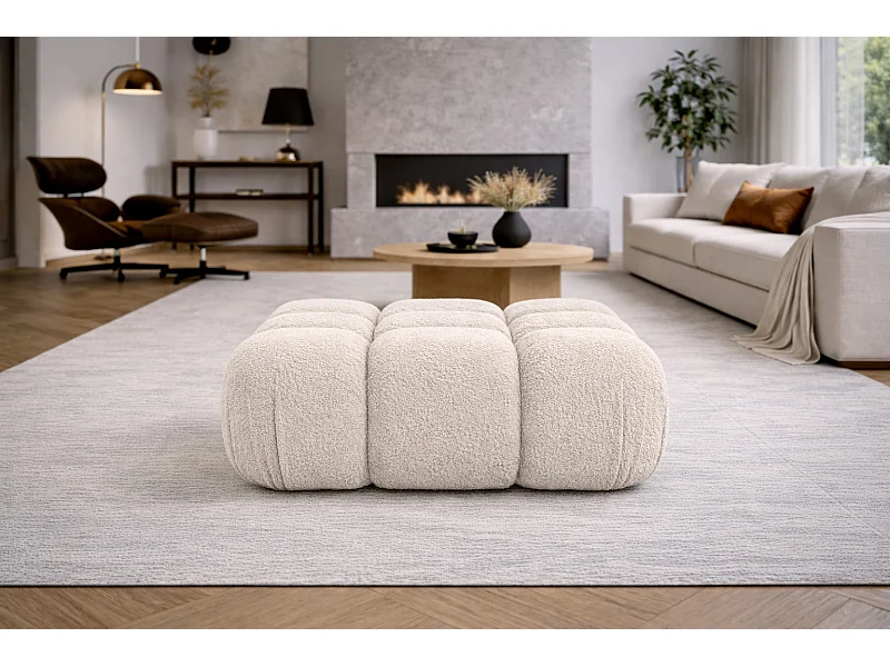 Pufa modułowa, tkanina bukla Abriamo, Beżowy, Selia