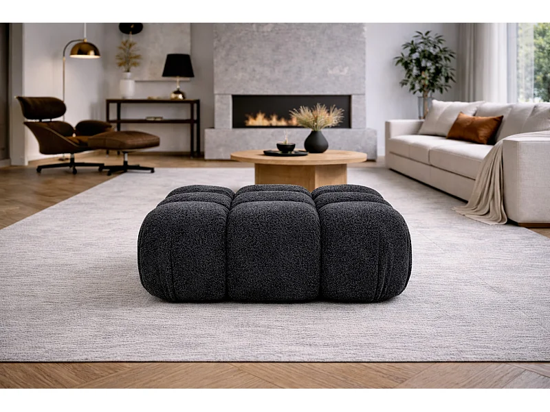 Pufa modułowa, tkanina bukla Abriamo, Grafitowy, Selia