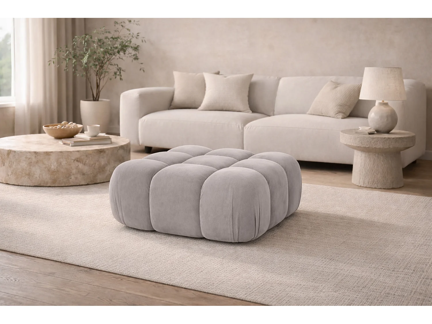 Modulaire poef, velours Salvador, Grijs, Selia