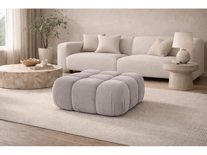 Pufa modułowa, tkanina welur Salvador, Szary, Selia