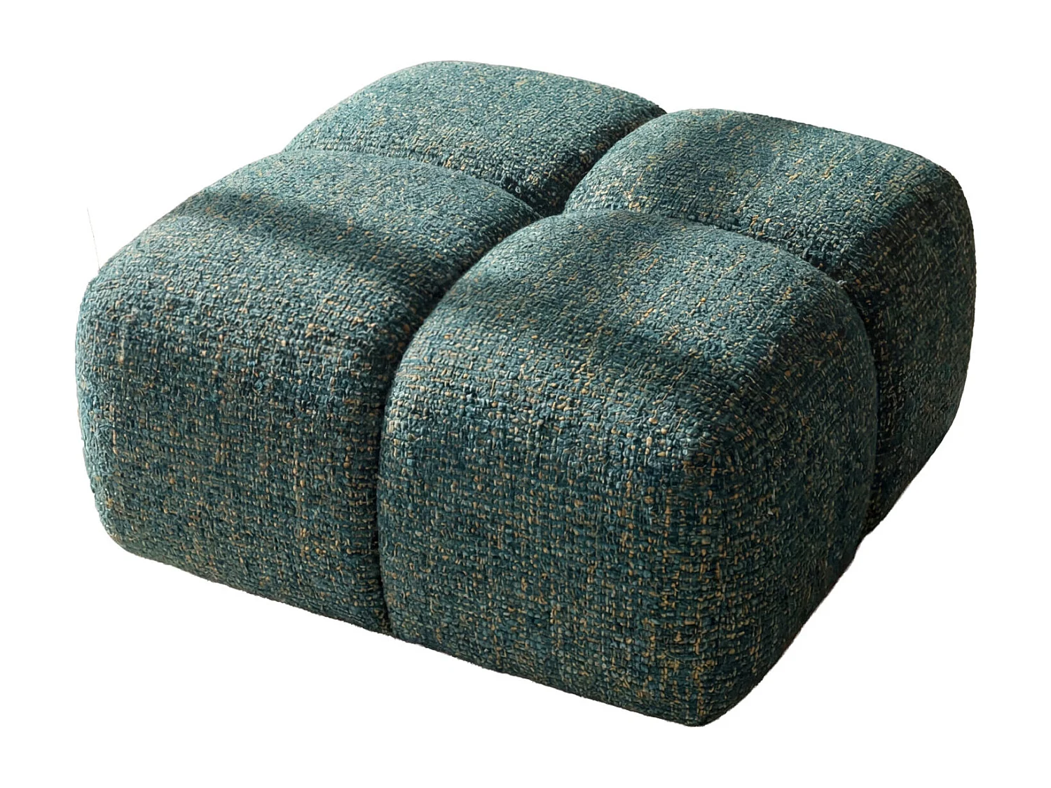 Hocker, Poef, Chenille stof Puente, Azurblauw, Averro