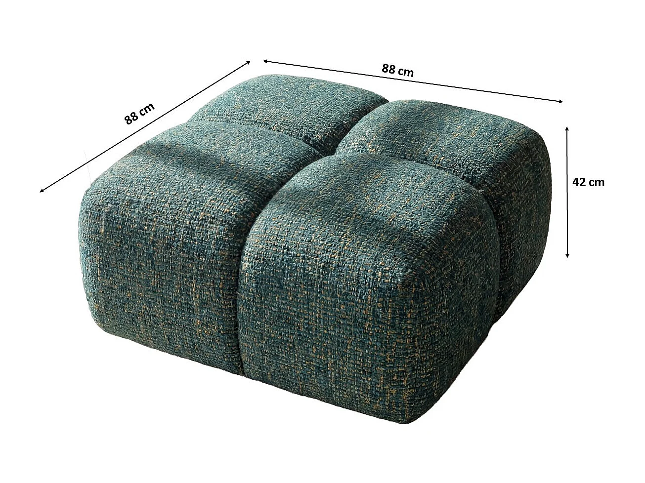 Hocker, Poef, Chenille stof Puente, Azurblauw, Averro