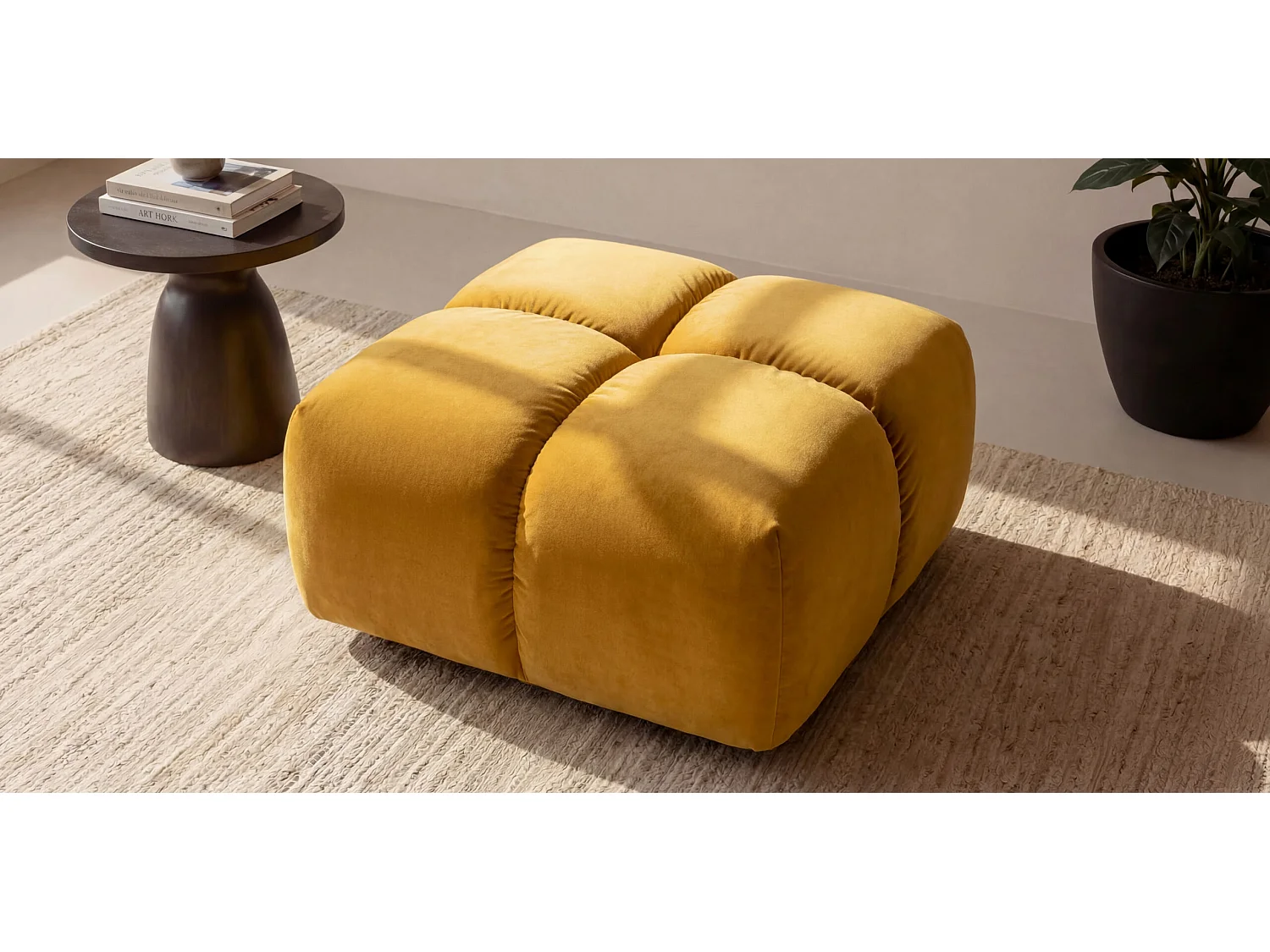 Pufa, podnóżek, tkanina welurowa Bluvel, Złoty, Averro