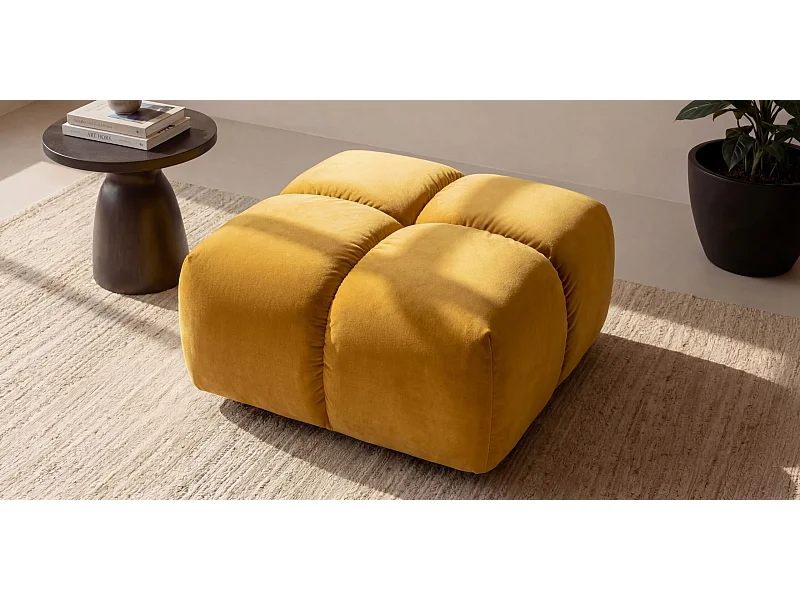 Pufa, podnóżek, tkanina welurowa Bluvel, Złoty, Averro