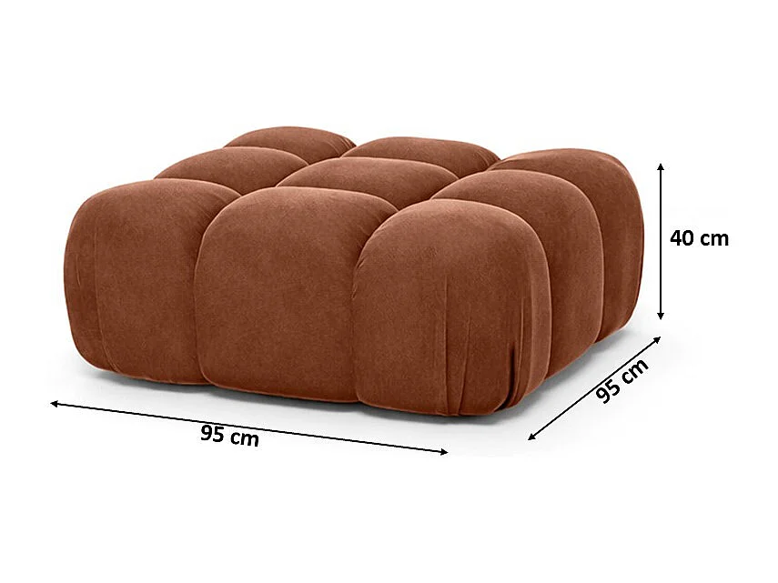 Modulaire poef, velours Salvador, Donkerbruin, Selia