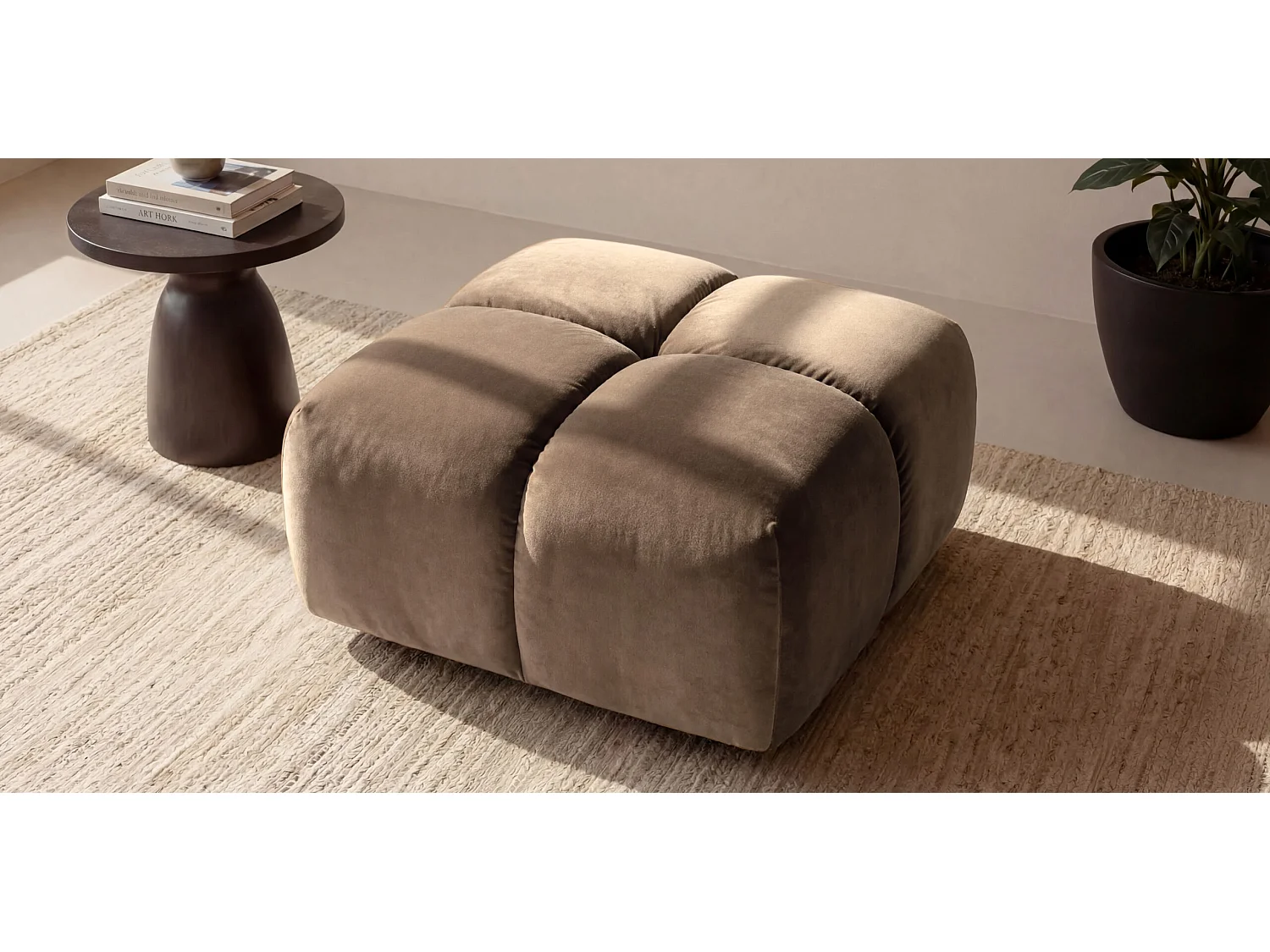 Pufa, podnóżek, tkanina welurowa Bluvel, Latte, Averro