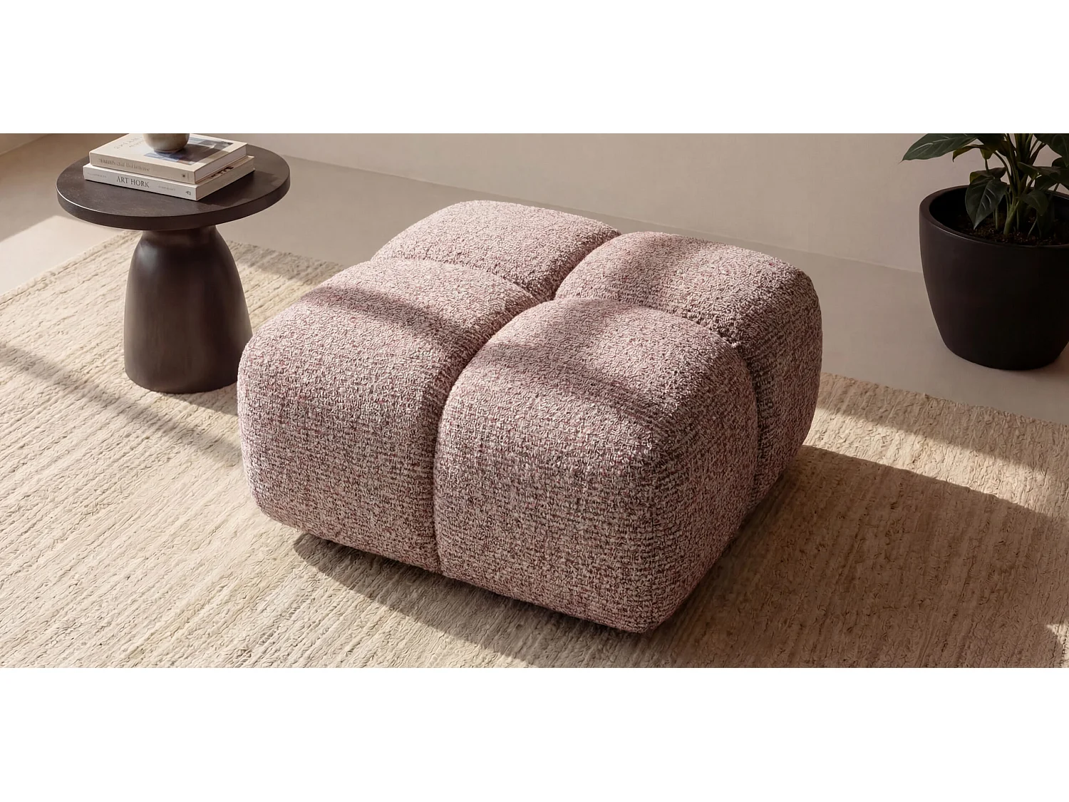 Hocker, Poef, Chenille stof Puente, Purper, Averro