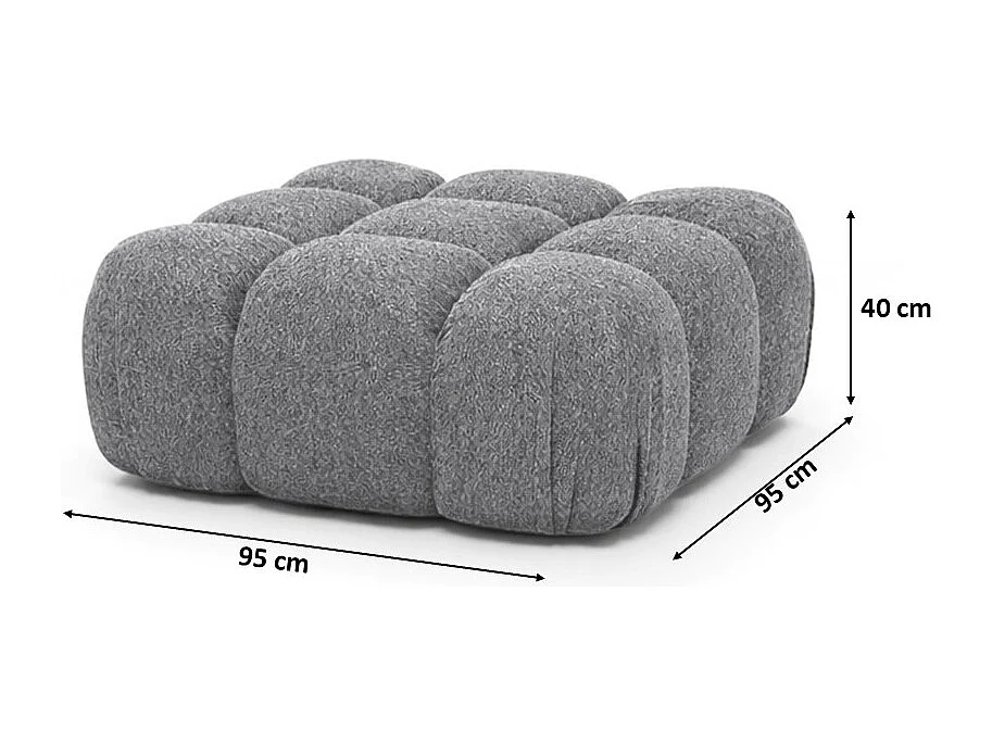 Pufa modułowa, tkanina bukla Abriamo, Ciemnoszary, Selia