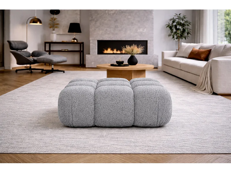 Pufa modułowa, tkanina bukla Abriamo, Ciemnoszary, Selia