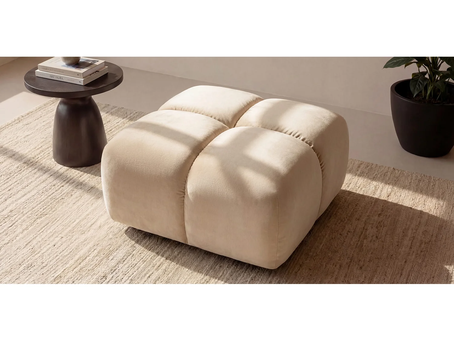 Pufa, podnóżek, tkanina welurowa Bluvel, Kremowy, Averro