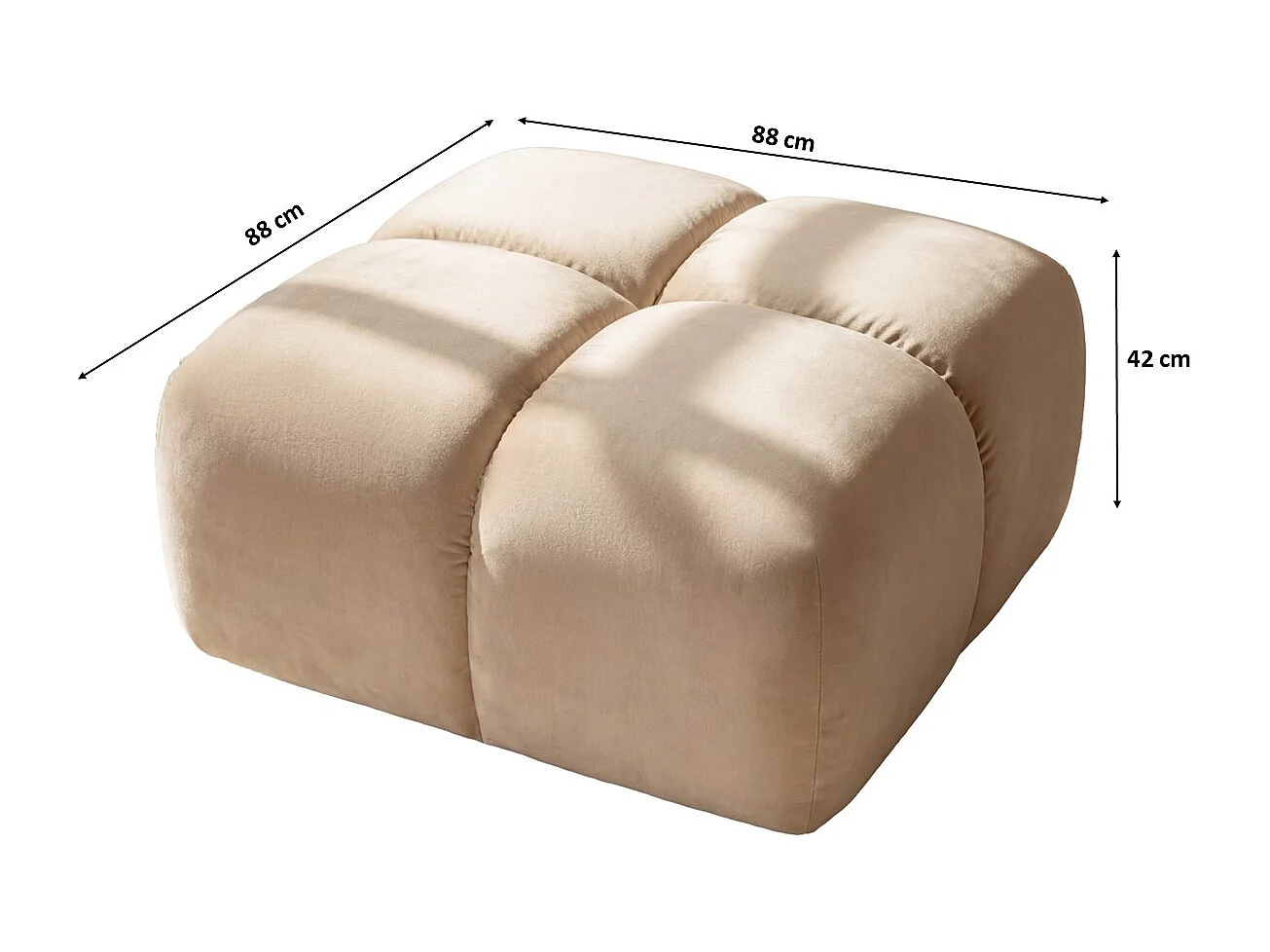 Pufa, podnóżek, tkanina welurowa Bluvel, Kremowy, Averro