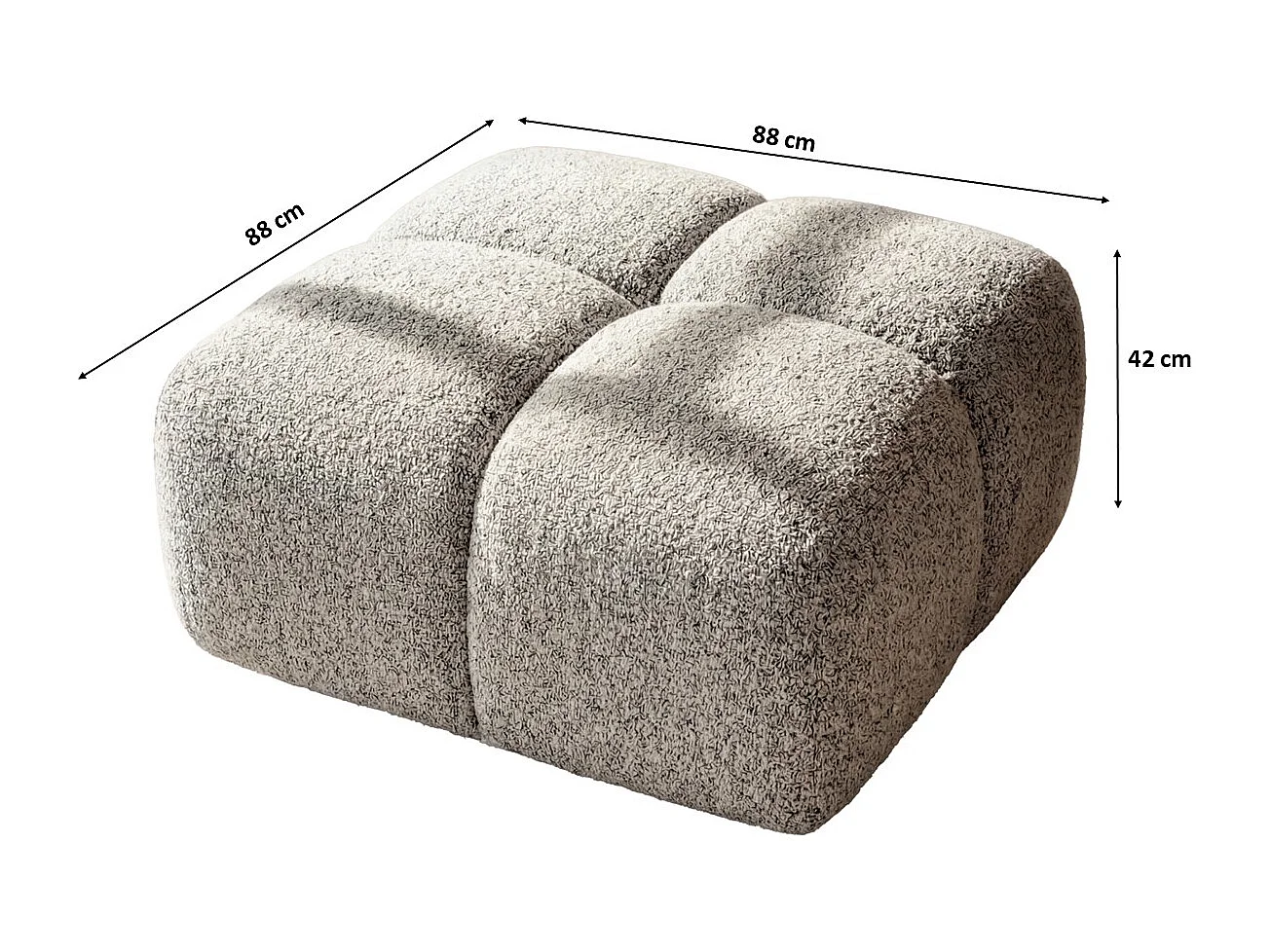Hocker, Poef, Chenille stof Puente, Beige, Averro