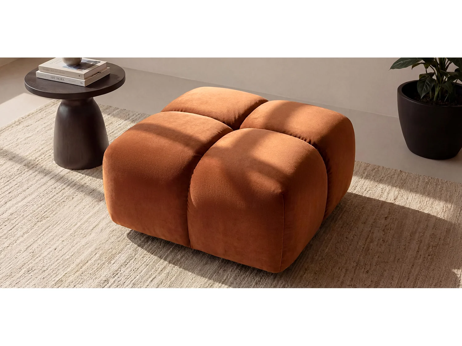 Pufa, podnóżek, tkanina welurowa Bluvel, Cynamonowy, Averro