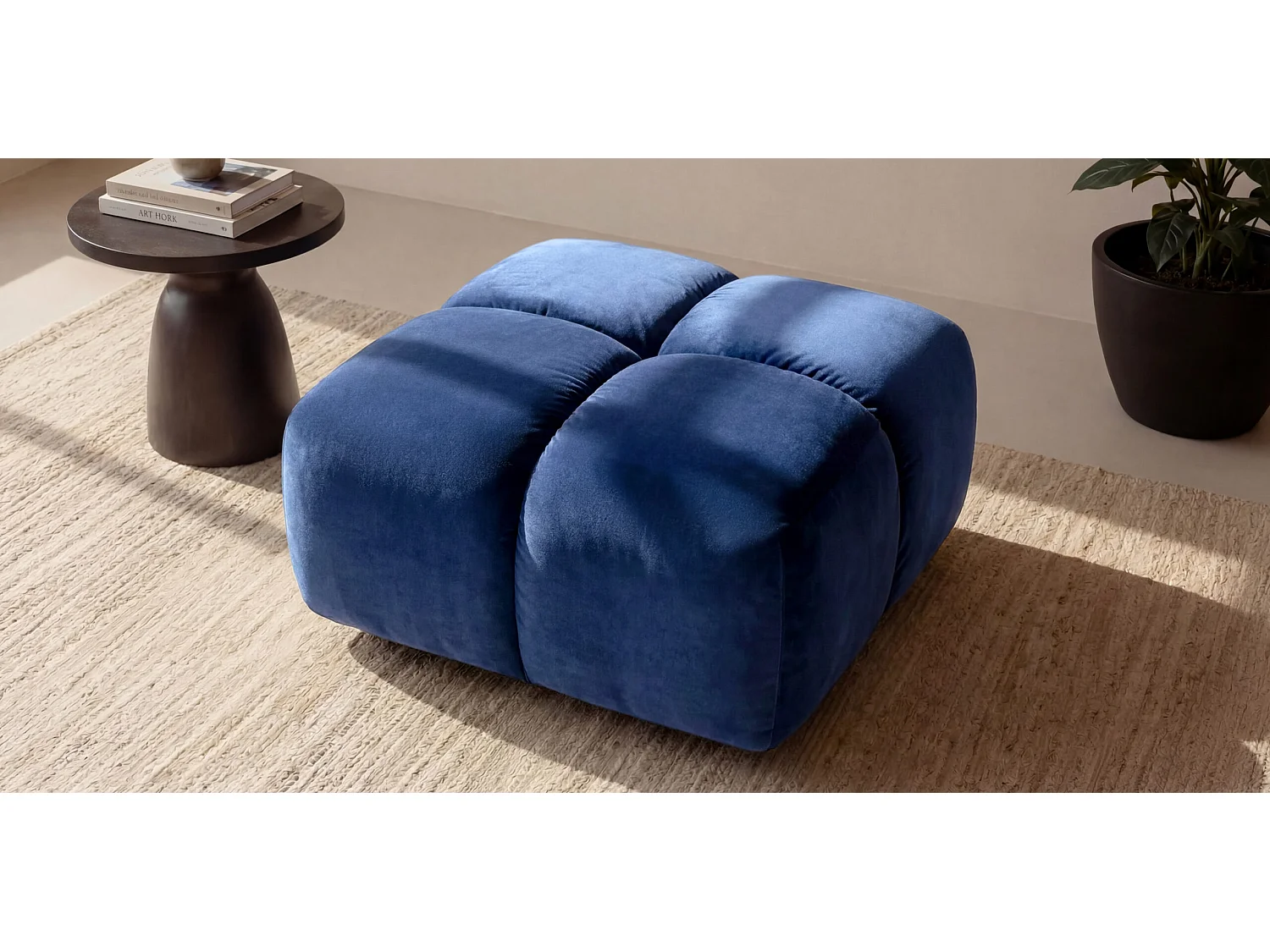 Pufa, podnóżek, tkanina welurowa Bluvel, Atramentowy, Averro