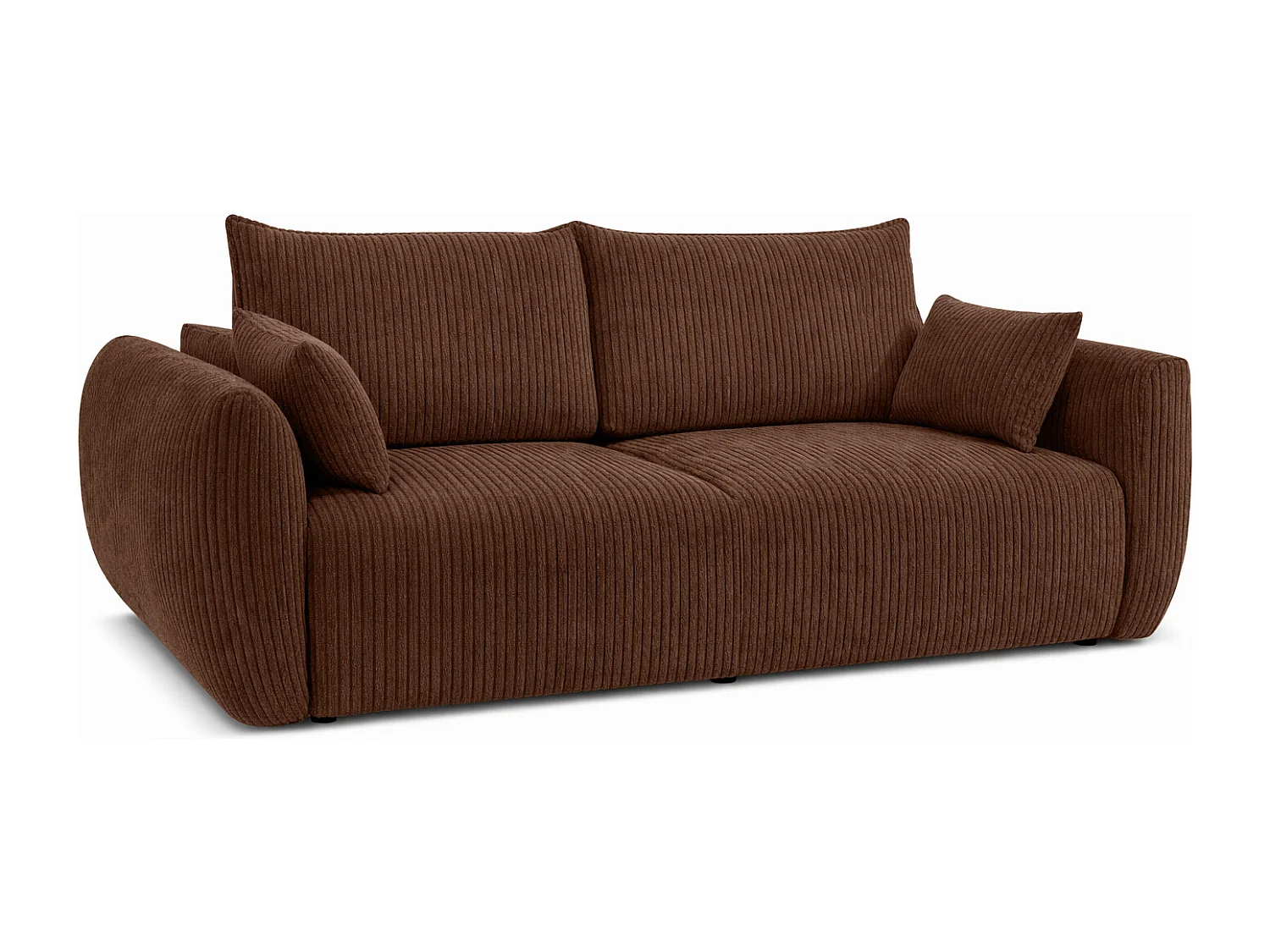 Sofa z funkcją spania i pojemnikiem, tkanina sztruksowa Poso, Brązowy, Zephira