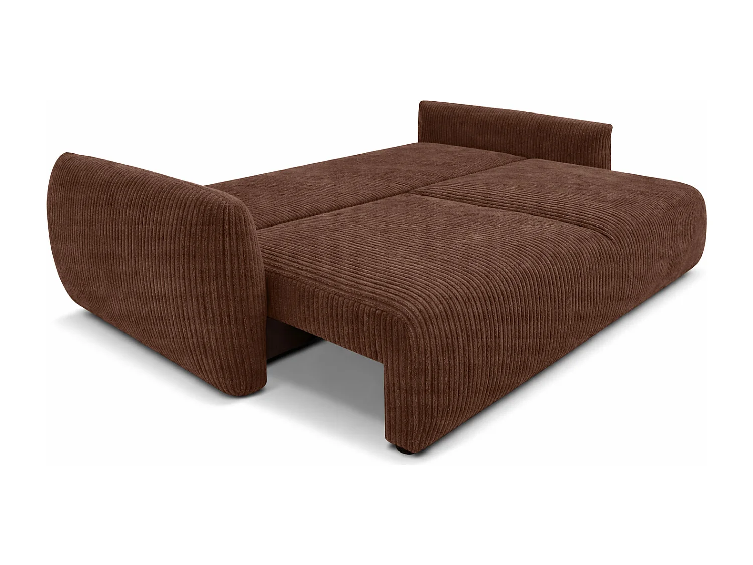 Sofa z funkcją spania i pojemnikiem, tkanina sztruksowa Poso, Brązowy, Zephira