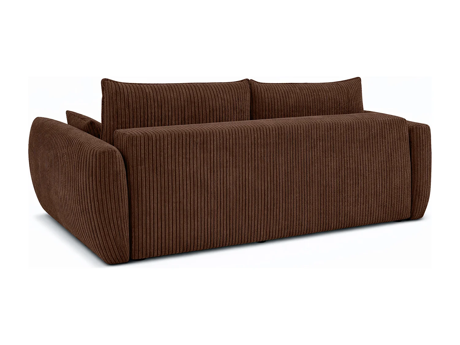 Sofa z funkcją spania i pojemnikiem, tkanina sztruksowa Poso, Brązowy, Zephira