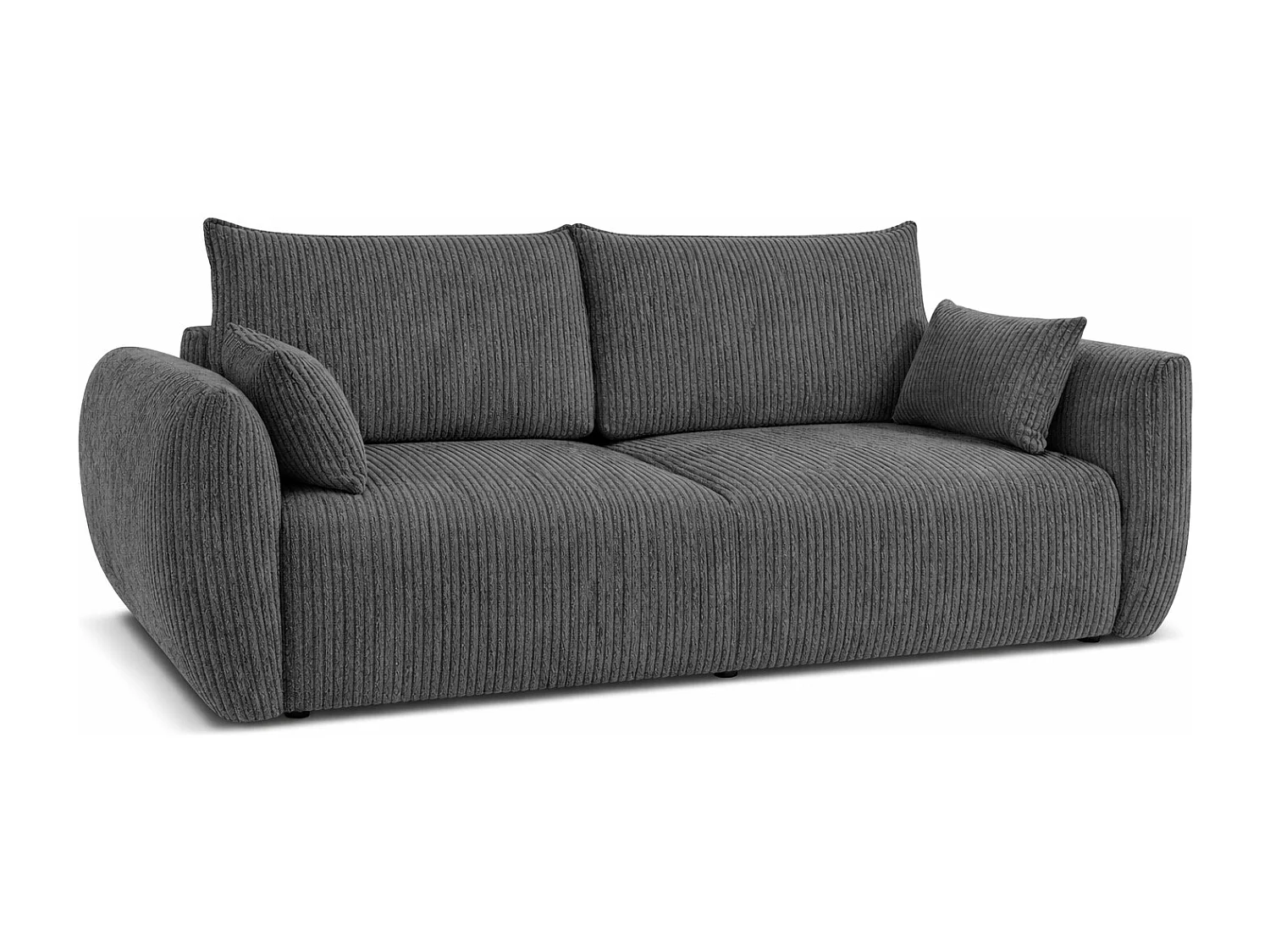 Sofa z funkcją spania i pojemnikiem, tkanina sztruksowa Poso, Szary, Zephira