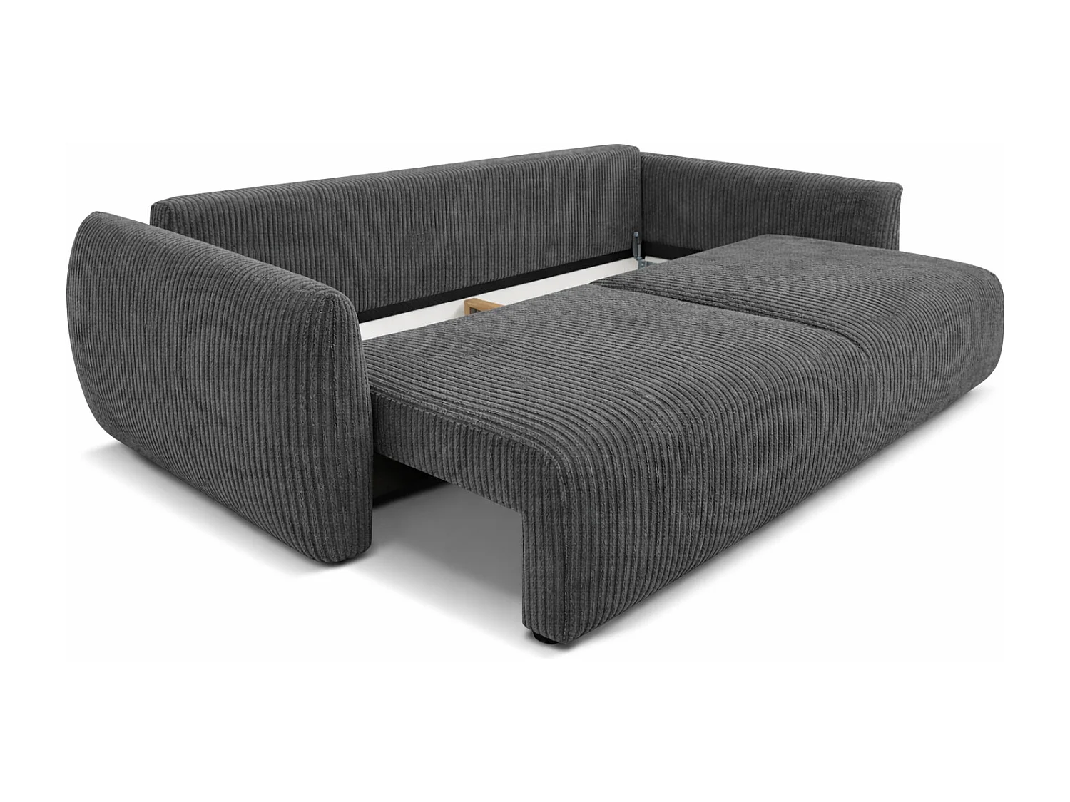 Sofa z funkcją spania i pojemnikiem, tkanina sztruksowa Poso, Szary, Zephira