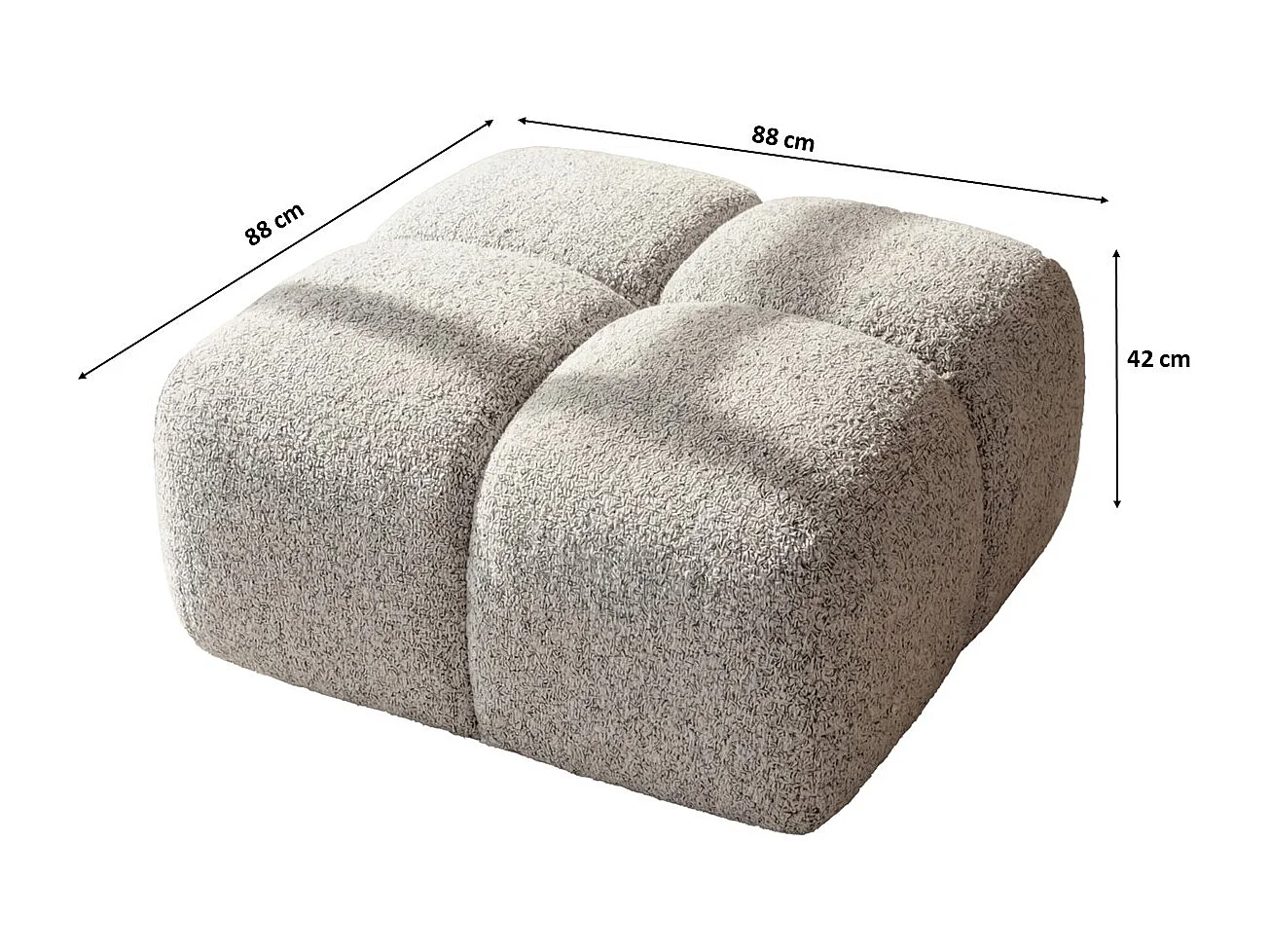 Hocker, Poef, Chenille stof Puente, Lichtgrijs, Averro