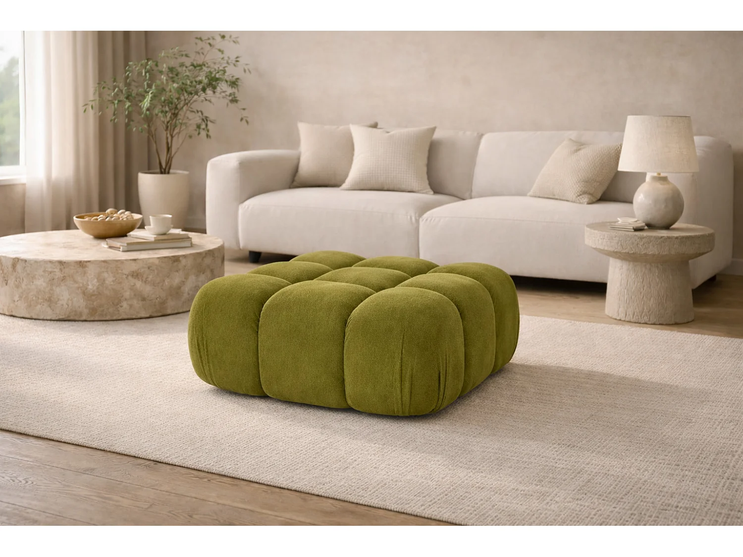 Modulaire poef, velours Salvador, Olijf, Selia