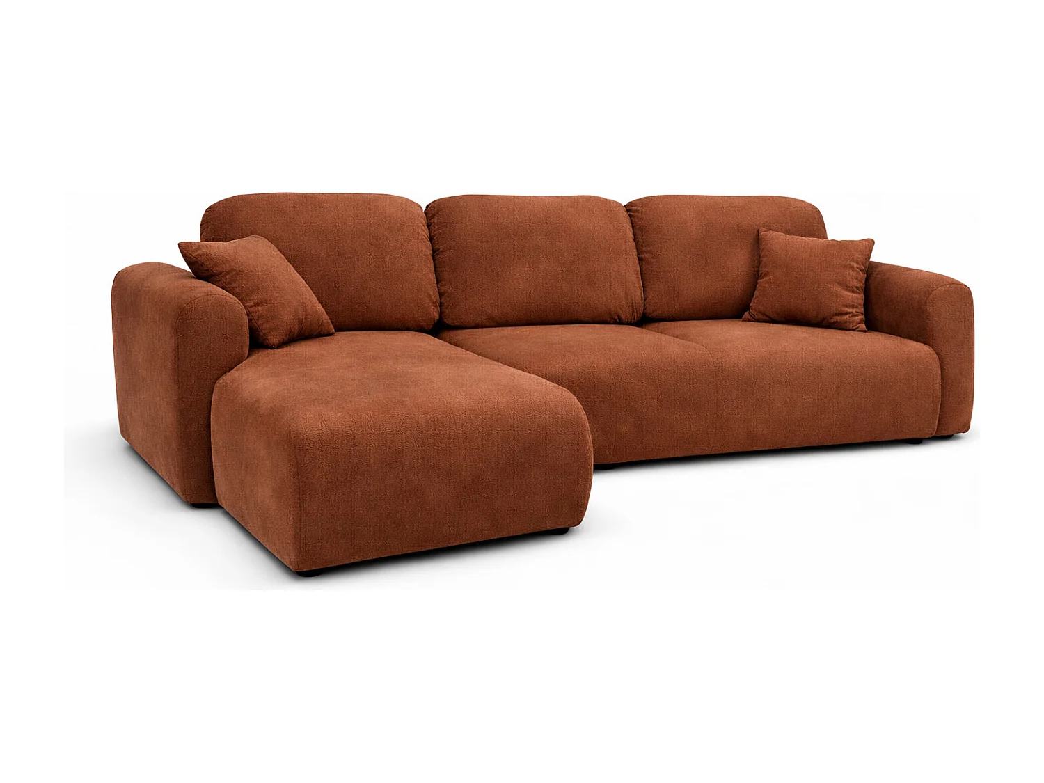 Narożnik w kształcie L z funkcją spania i pojemnikiem Bingo L, tkanina welurowa Salvador, Ciemnobrązowy, Lewy