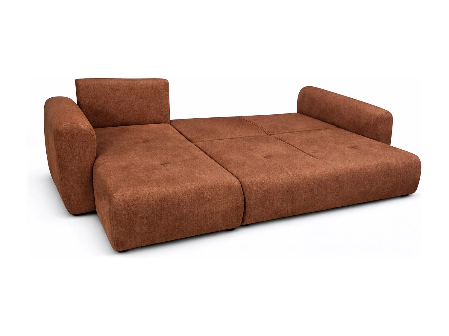 Narożnik w kształcie L z funkcją spania i pojemnikiem Bingo L, tkanina welurowa Salvador, Ciemnobrązowy, Lewy