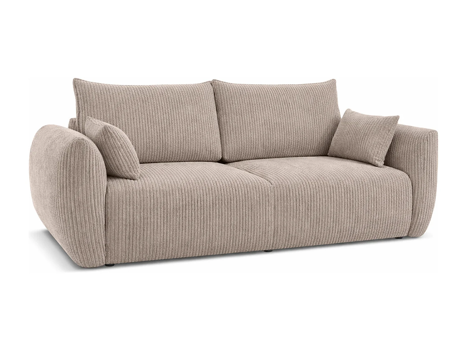 Sofa z funkcją spania i pojemnikiem, tkanina sztruksowa Poso, Ciemnobeżowy, Zephira