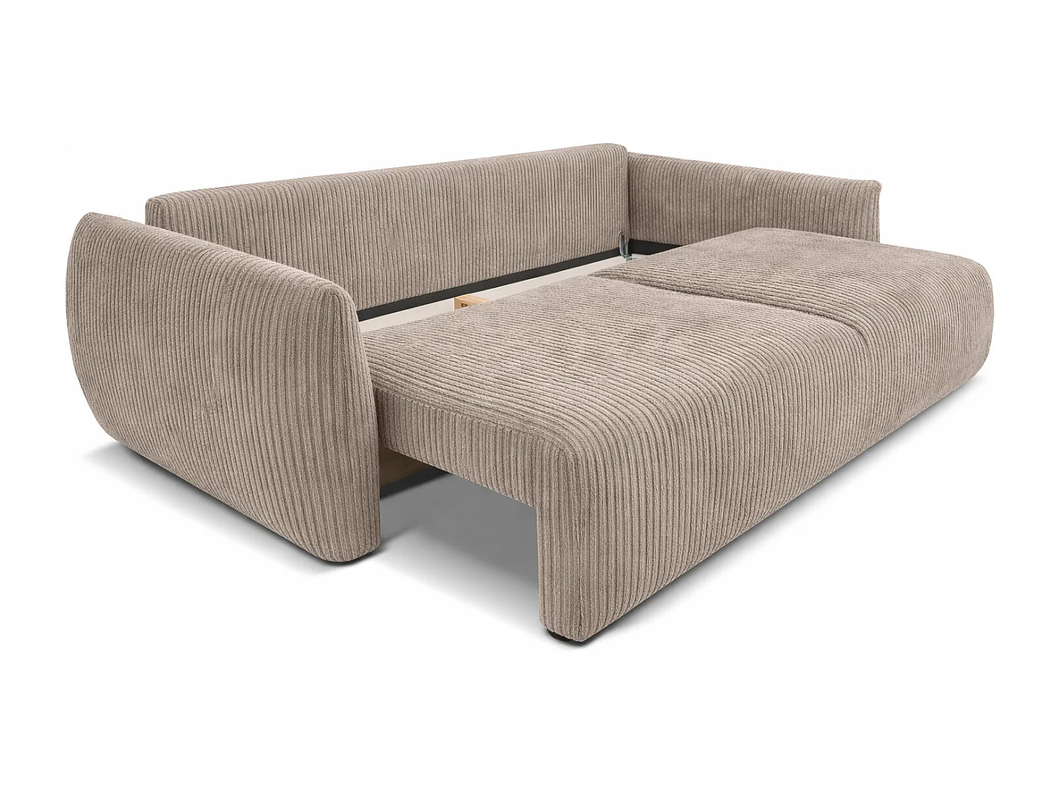 Sofa z funkcją spania i pojemnikiem, tkanina sztruksowa Poso, Ciemnobeżowy, Zephira