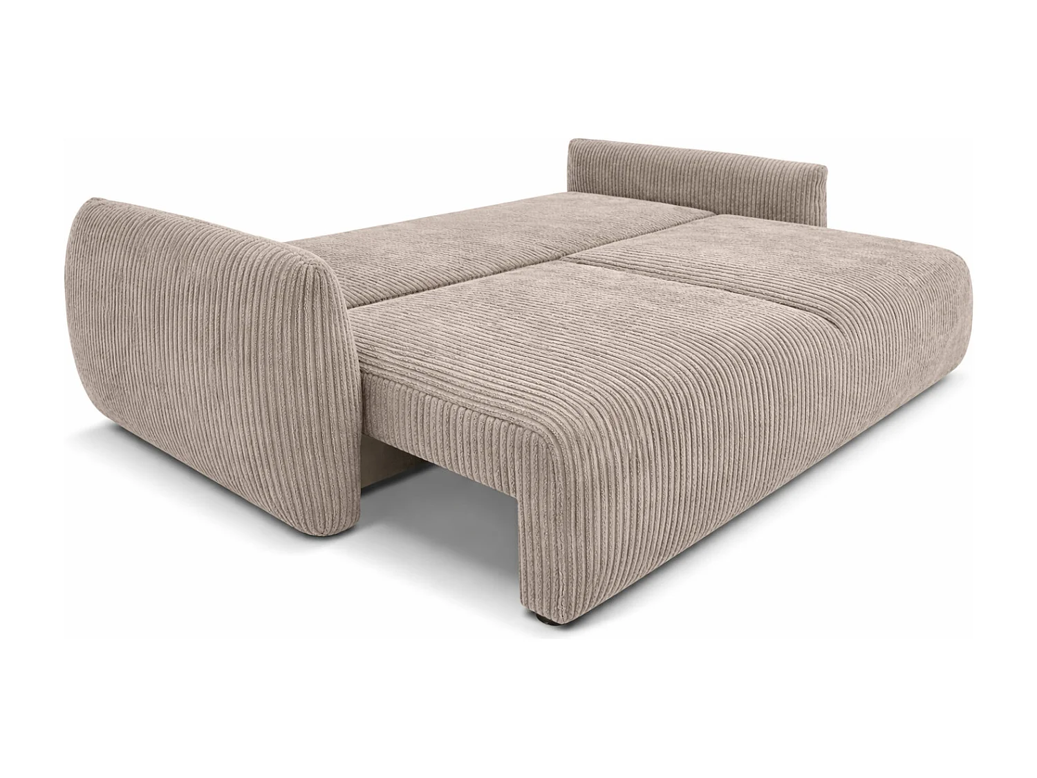 Sofa z funkcją spania i pojemnikiem, tkanina sztruksowa Poso, Ciemnobeżowy, Zephira