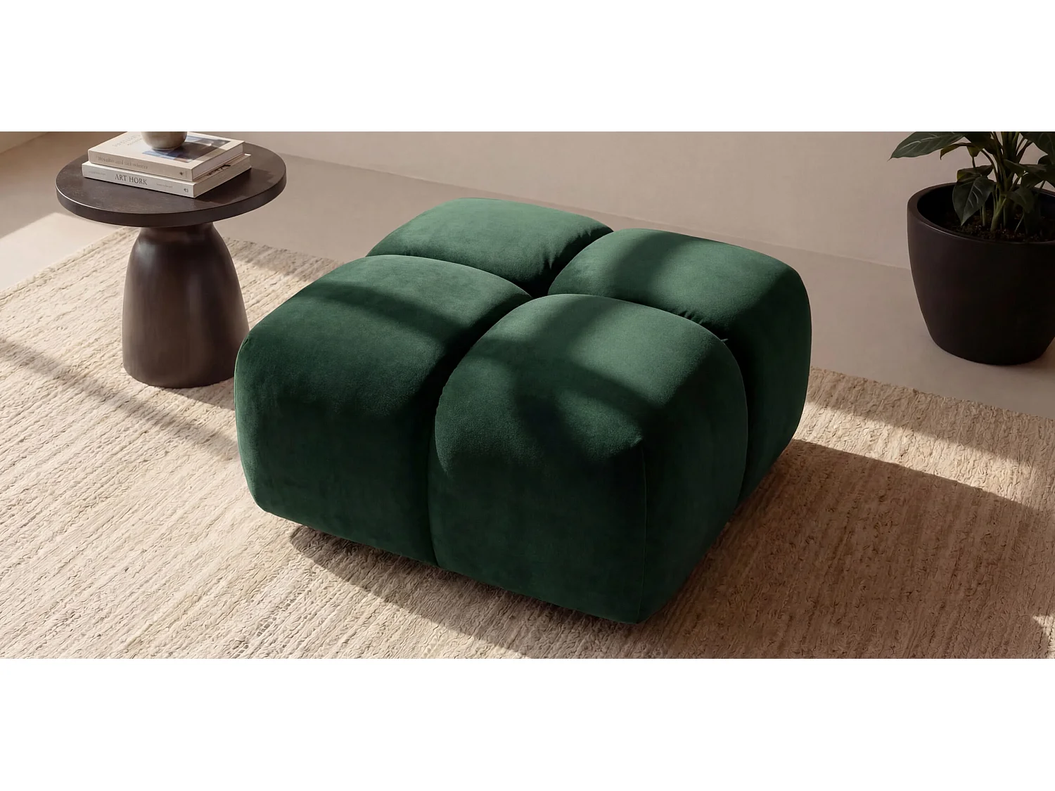Pufa, podnóżek, tkanina welurowa Bluvel, Zielony, Averro