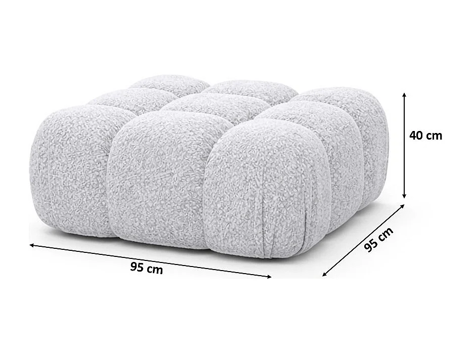 Pufa modułowa, tkanina bukla Abriamo, Jasnoszary, Selia