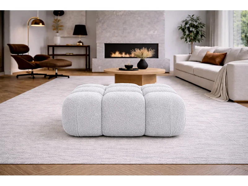 Pufa modułowa, tkanina bukla Abriamo, Jasnoszary, Selia