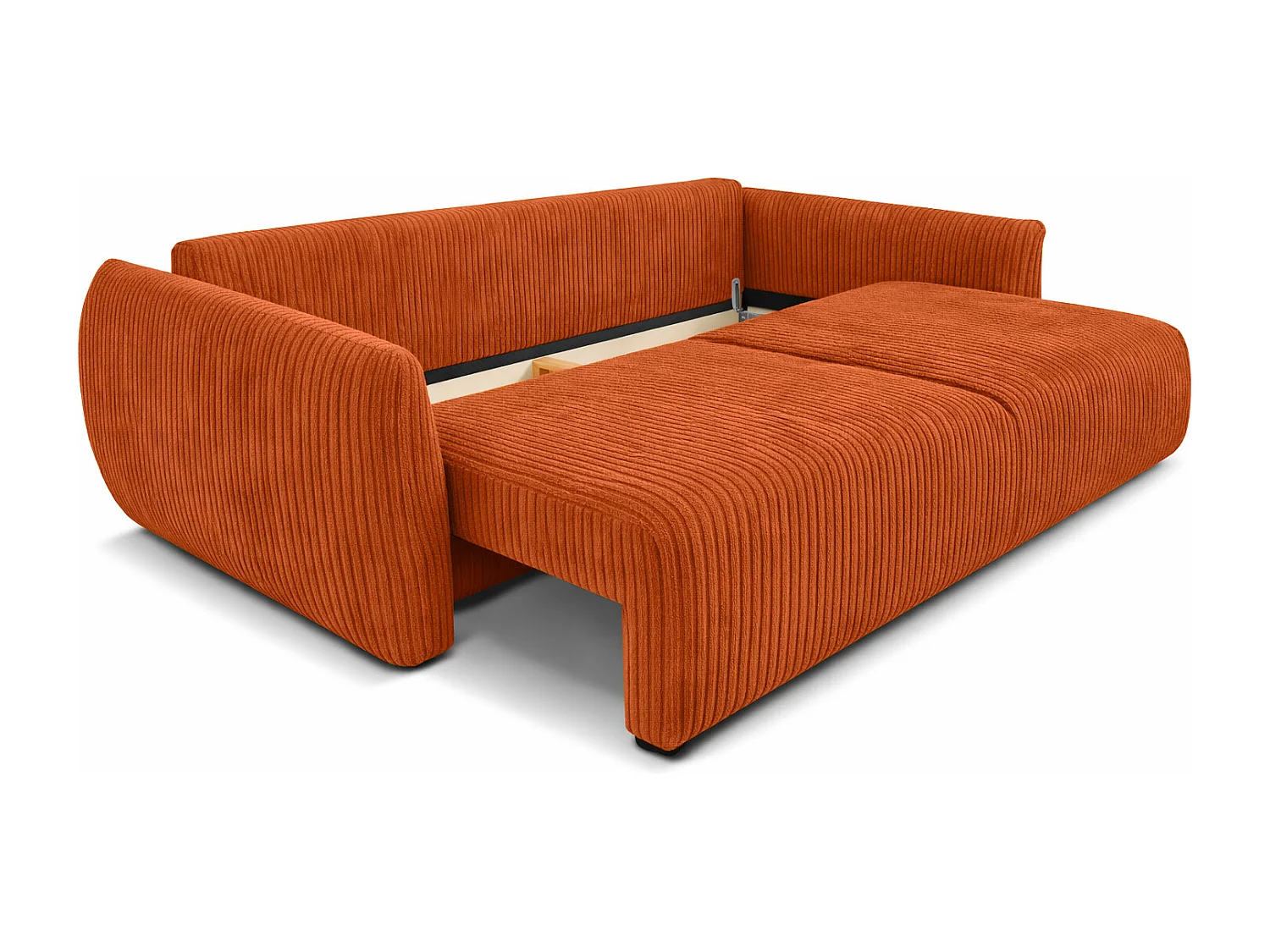 Sofa z funkcją spania i pojemnikiem, tkanina sztruksowa Poso, Miedziany, Zephira