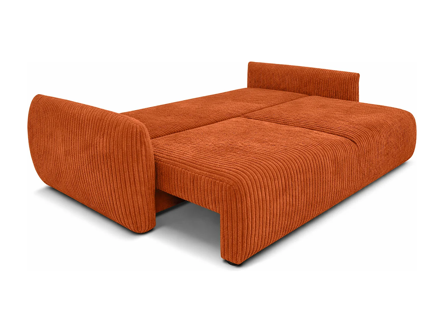 Sofa z funkcją spania i pojemnikiem, tkanina sztruksowa Poso, Miedziany, Zephira