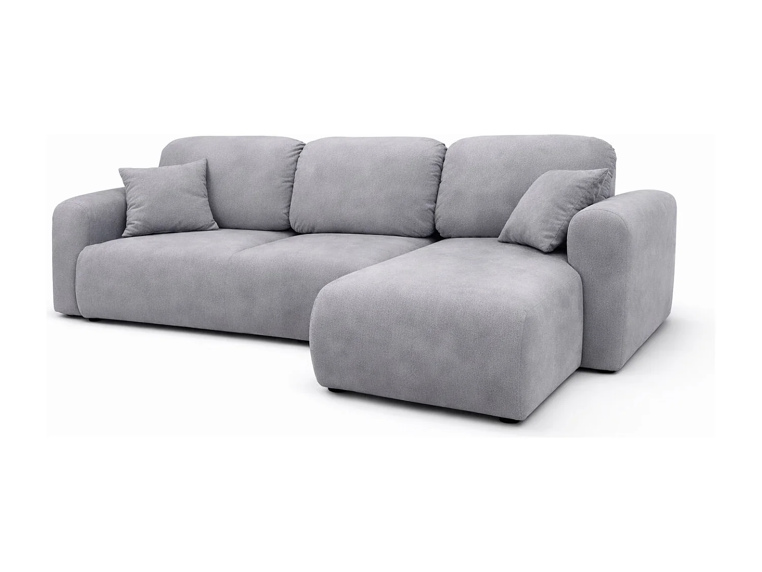 Narożnik w kształcie L z funkcją spania i pojemnikiem Bingo L, tkanina welurowa Salvador, Szary, Prawy