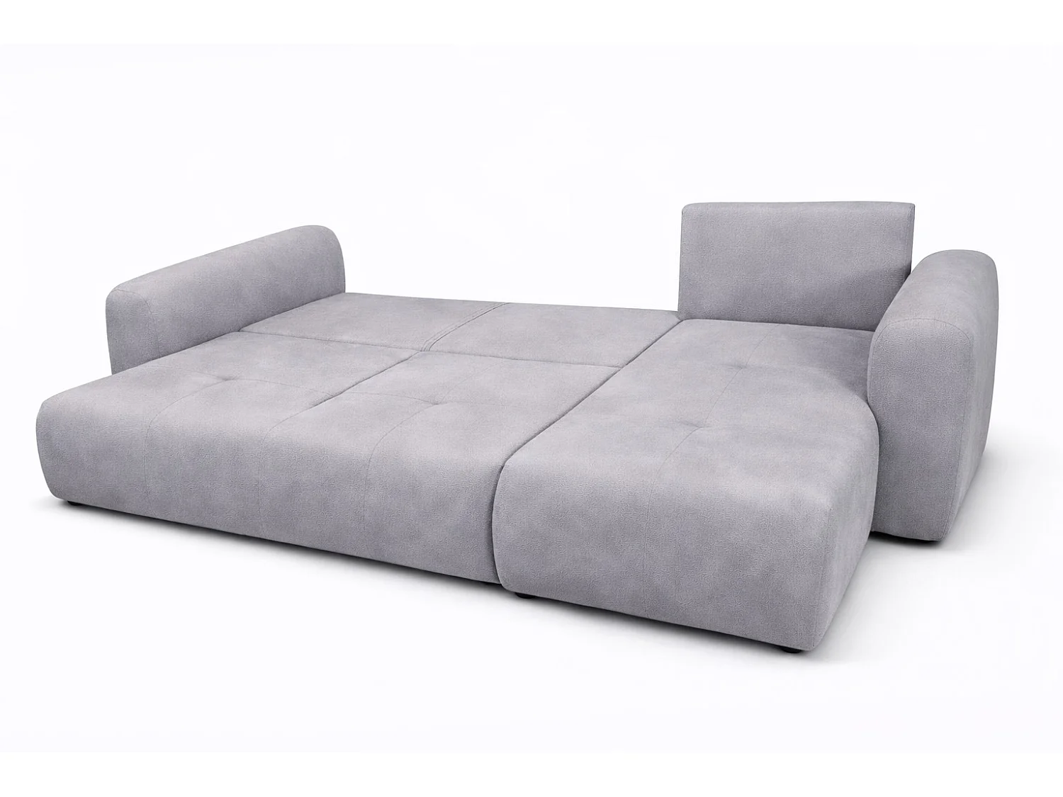 Narożnik w kształcie L z funkcją spania i pojemnikiem Bingo L, tkanina welurowa Salvador, Szary, Prawy