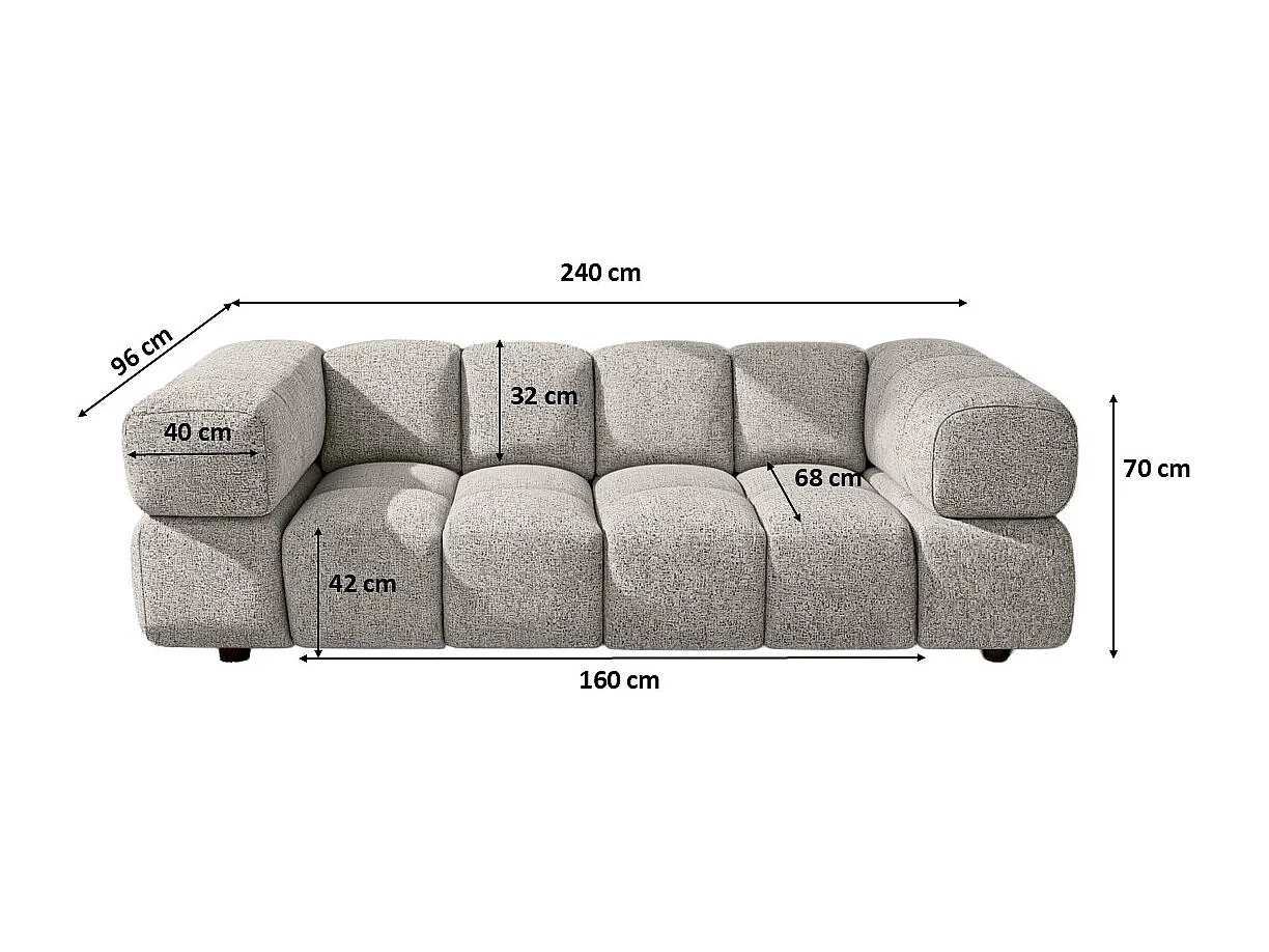 Bank 3-zits, Chenille stof Puente, Beige, Averro