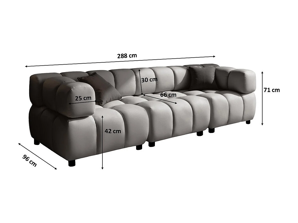 Modulaire bank 4-zits, Veloursstof Bluvel, Grijs, Bolla