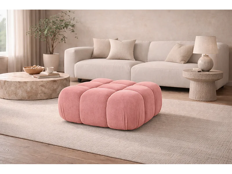 Pufa modułowa, tkanina welur Salvador, Różowy, Selia